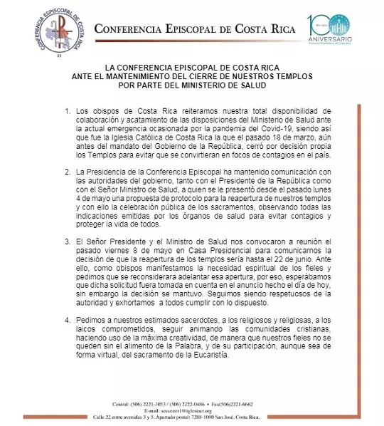 Obispos de Costa Rica piden adelantar reapertura de templos 2 Reapertura de templos Costa Rica Gaudium Press