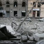 Kharkiv downtown street destroyed by Russian bombardment