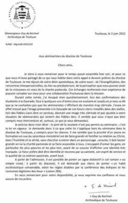 Obispo francés prohíbe a los seminaristas usar sotana 4 carte de kerimel