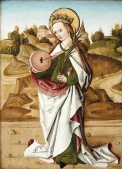 Gotisches Tafelbild mit der heiligen Christina von Bolsena 250x344 1