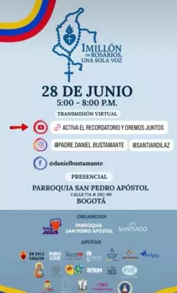El próximo sábado 28, Colombia está convocada a rezar “Un millón de Rosarios, por la paz y la unidad” 2 7 4