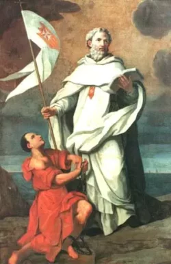 San Pedro Nolasco, junto al rey y otro santo, la Virgen le pide que rescate cautivos 2 StPeterNolasco