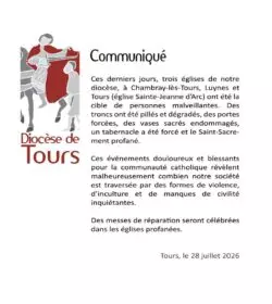 Francia: Tres iglesias profanadas en la Archidiócesis de Tours 3 Franca Tres igrejas sao profanadas na Arquidiocese de Tours 1