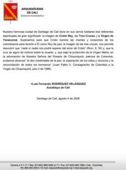 Arzobispo de Cali invita a los católicos a orar por Colombia en la posesión del nuevo presidente 4 IMG 20260806 WA0009